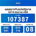 ผลออกสลากรัฐบาลวันนี้
